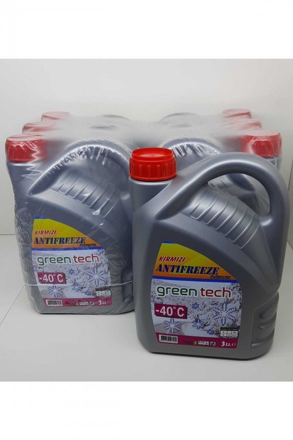 Greentech Kırmızı Antifiriz 3 litre 1 Koli 6 Adet Uyumlu