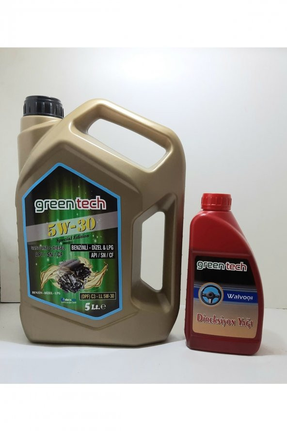 Greentech 5w-30 Motor Yağı 5 Litre Dpf Partiküllü + Atf Direksiyon Yağı 900 Ml