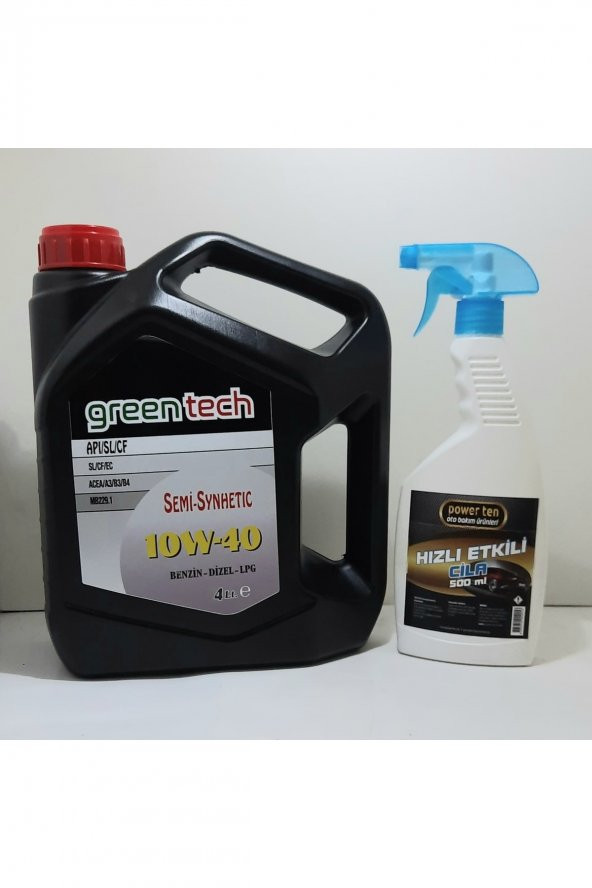 Greentech 10w-40 Motor Yağı 4 Litre +powerten Hızlı Cila 500 Ml