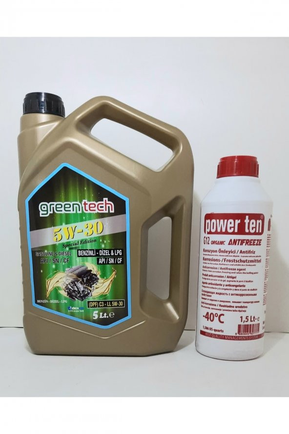 Greentech 5w-30 Motor Yağı 5 Litre Dpf Partiküllü+ Kırmızı Antifiriz 1,5 Uyumlu