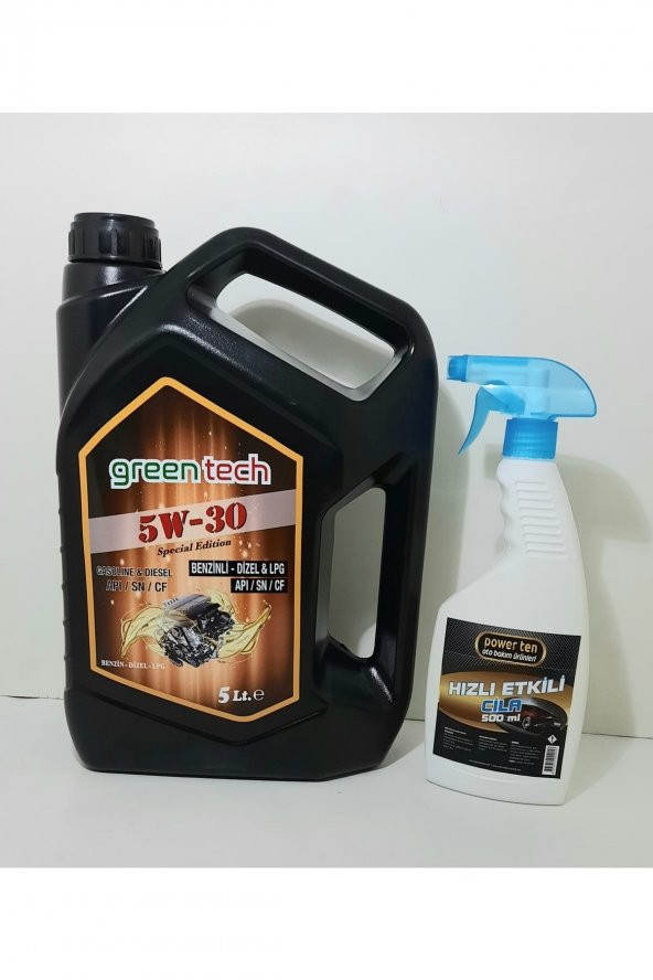 Greentech 5w-30 Motor Yağı 5 Litre + Hızlı Cila 500 Ml