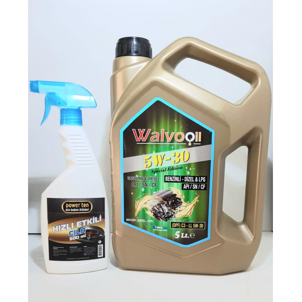 Greentech 5w-30 Motor Yağı 5 Litre Dpf Partiküllü+powerten Hızlı Cila 500 Uyumlu