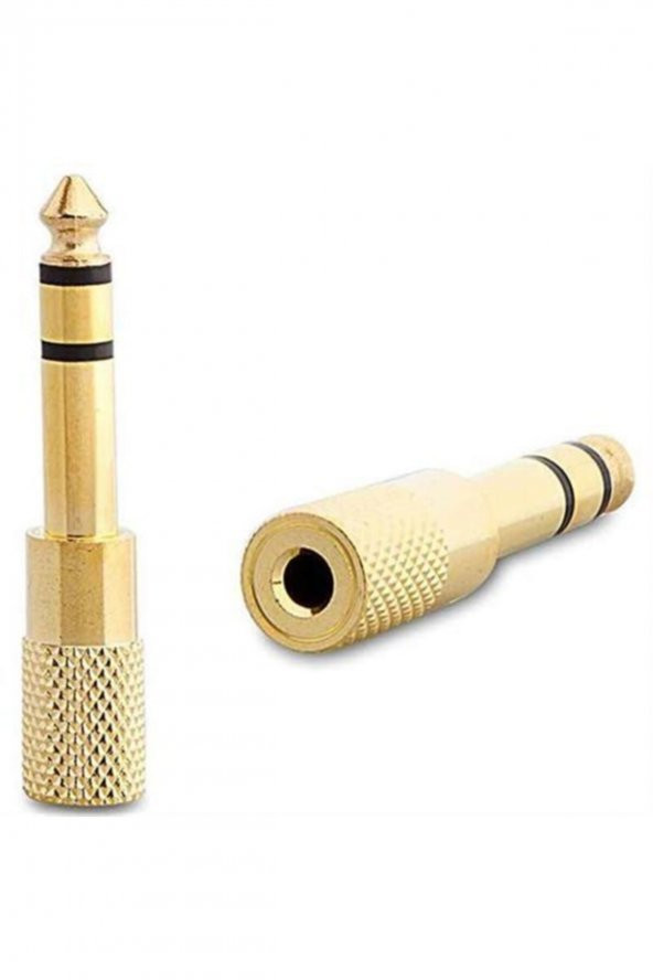 6.3 Mm Stereo Erkek-3.5 Mm Stereo Dişi Sarı Metal Gold Jack Fiş Çevirici