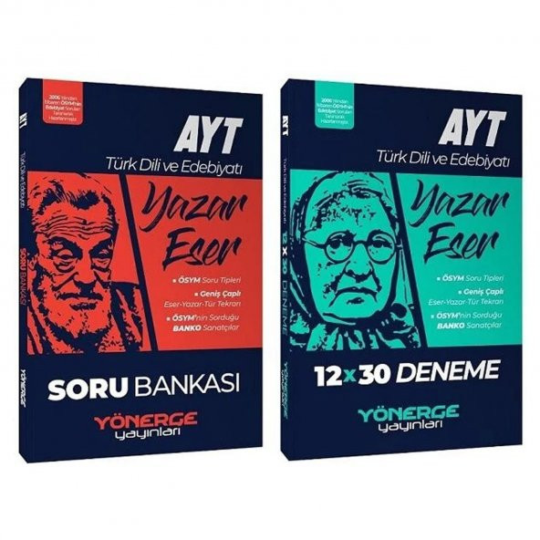 2023 Yönerge Yayınları YKS AYT Türk Dili ve Edebiyatı Yazar Eser Soru + 12 Deneme 2 li Set - 3