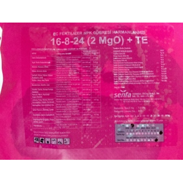 Senfa 16.8.24 Harmanlanmış NPK Gübresi 15 Kg (Magnezyum İçerikli) - 3