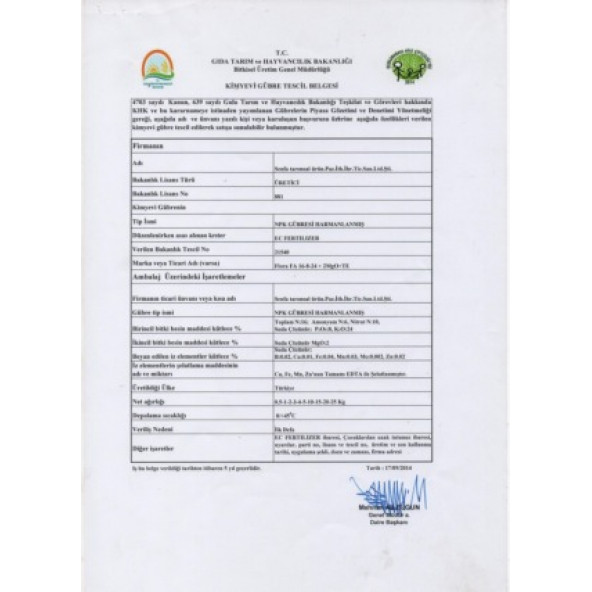 Senfa 16.8.24 Harmanlanmış NPK Gübresi 15 Kg (Magnezyum İçerikli) - 4