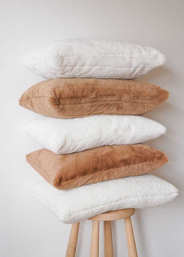 The Mia Peluş Yastık Kahve 45x45 cm - 5