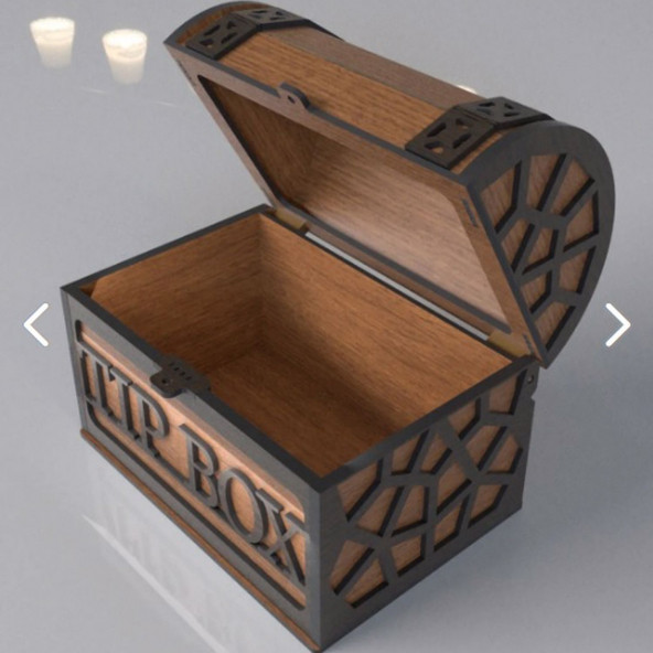 TİP BOX AHŞAP KUMBARA SANDIK TİPİ TİPBOX KİLİTLİ BAHŞİŞ KUTUSU - 6