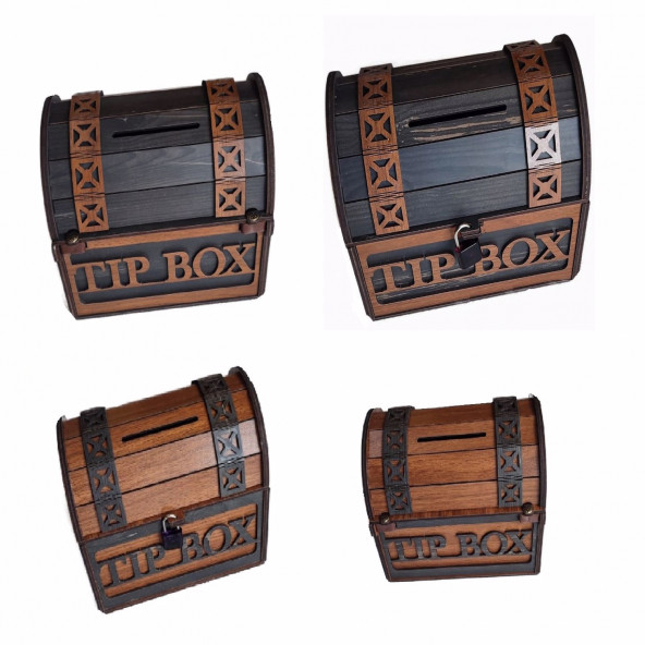 TİP BOX AHŞAP KUMBARA SANDIK TİPİ TİPBOX KİLİTLİ BAHŞİŞ KUTUSU - 7