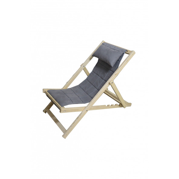 Mobildeco Katlanabilir Sandalye/ Şezlong Sandalye Doğal Gri Bahçe&Balkon&Teras&Plaj&Piknik