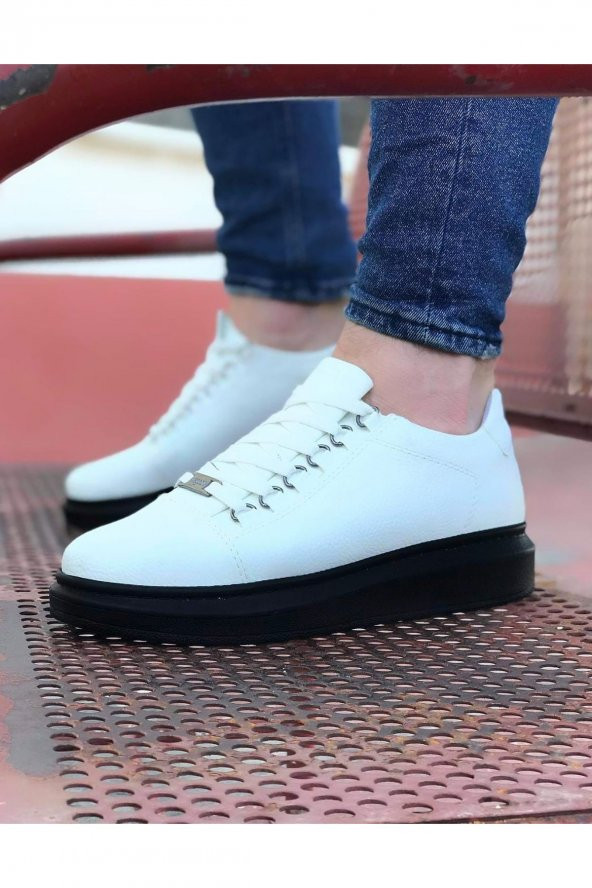 Wagoon WG08 Beyaz Kömür Düz Erkek Casual Ayakkabı - 3