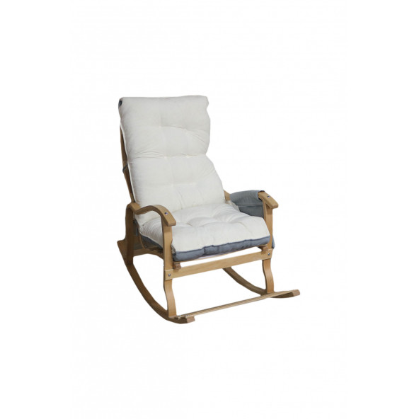 Mobildeco Erciyes Gri/Krem Çift Renkli Cepli Sallanan Sandalye Dinlenmeemzirmetvokumakoltuğu Berjer MD-TV - 6