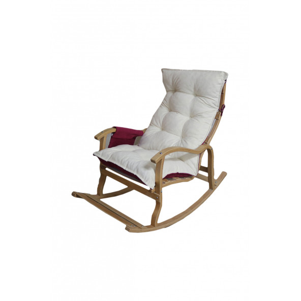 Mobildeco Erciyes Bordo/Krem Çift Renkli Cepli Sallanan Sandalye Dinlenmeemzirmetvokumakoltuğu Berjer MD-TV - 2