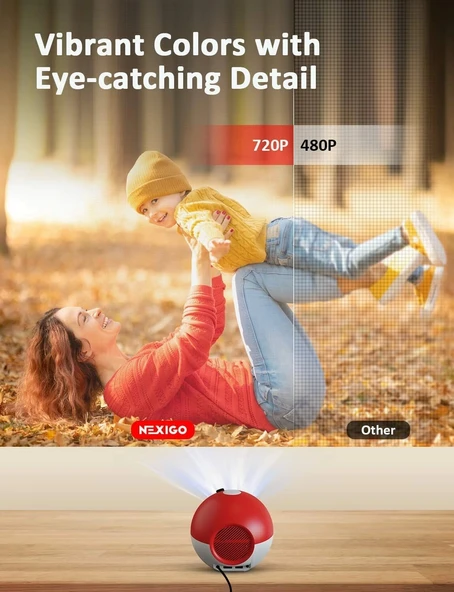 NexiGo Mini Taşınabilir Projektör Çizgi Film için Çocuklara Hediye - 3