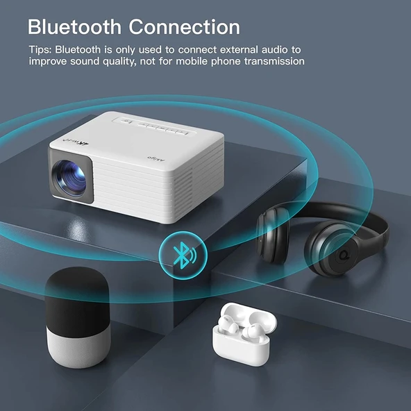 AKIYO Mini WiFi Yükseltilmiş Bluetooth Taşınabilir Projektör - 3