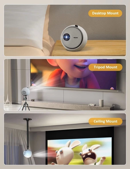 NexiGo Mini Taşınabilir Projektör Çizgi Film için Çocuklara Hediye Beyaz - 2