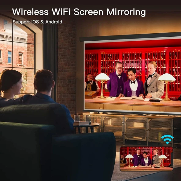 AKIYO Mini WiFi Yükseltilmiş Bluetooth Taşınabilir Projektör - 4
