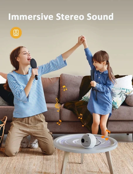 NexiGo Mini Taşınabilir Projektör Çizgi Film için Çocuklara Hediye Beyaz - 4