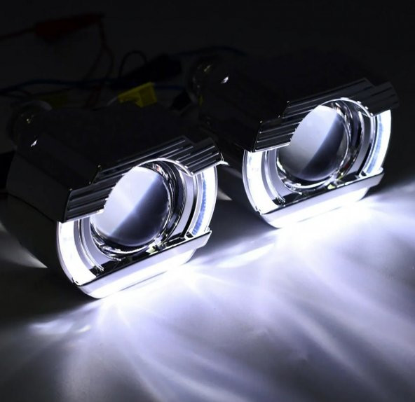 Angel Led Bi-xenon Beyaz Far Merceği Hd Projektör Oto Mercekli Lens 2.5" - 2