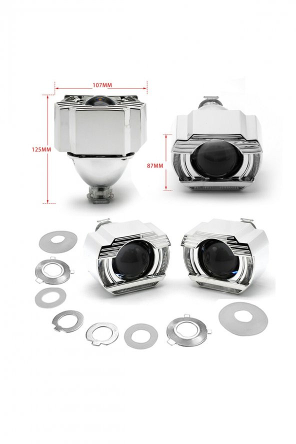 Angel Led Bi-xenon Beyaz Far Merceği Hd Projektör Oto Mercekli Lens 2.5" - 4