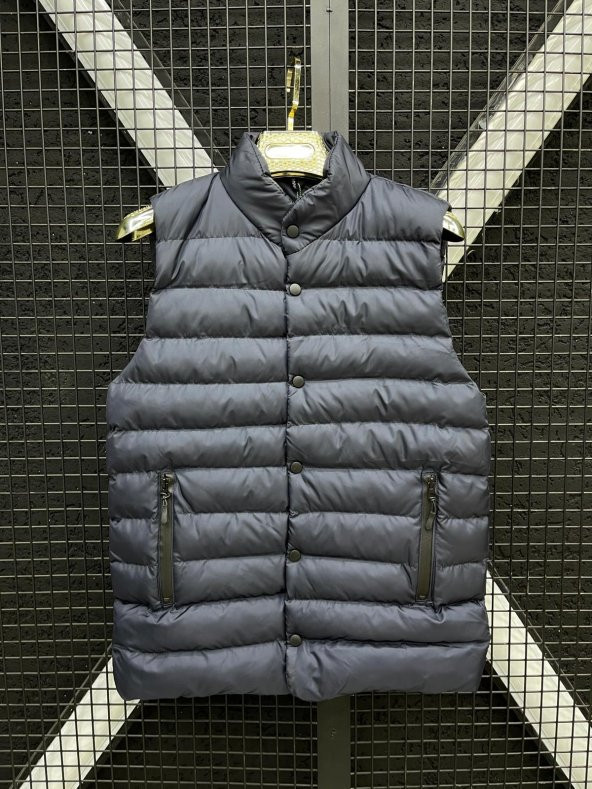 MODAY SOFT CASUAL LACİVERT SPOR DOLUM ŞİŞME YELEK YATAY DİKİŞ PATLI - 6