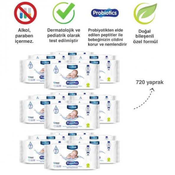 Deep Fresh Probiyotik Doğal Yenidoğan Islak Mendil 18 x 40 Yaprak - 2