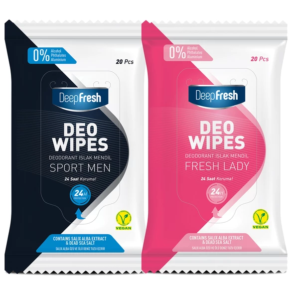 Deep Fresh Deodorant Mendil Kadın ve Erkek Set 6 x 20 Yaprak - Resim 3