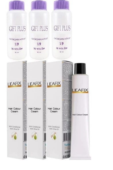 3 Adet Gift Plus Oksidan Krem 60 Ml+ 3 Adet 911/2 Ekstra Açıcı Viyole Sarı Boya 60 Ml
