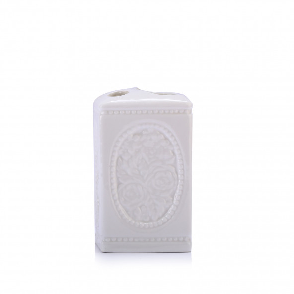 LY-J91B SERAMİK DİŞ FIRÇALIK ÇİÇEKLİ KARE MODEL 8X8X11CM - 3