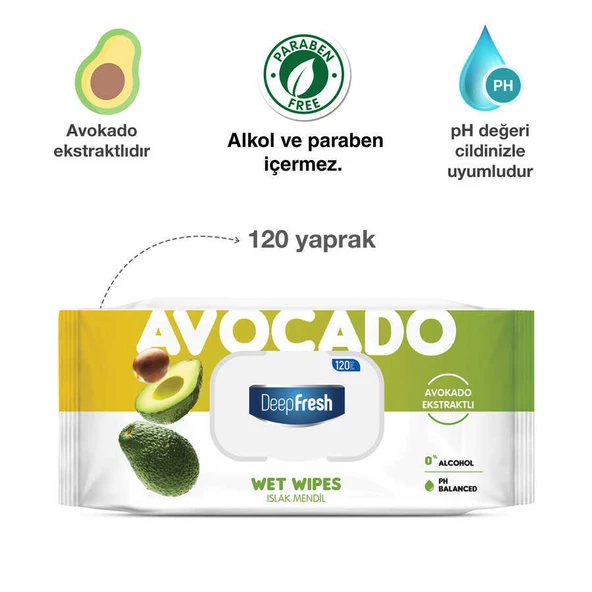 Deep Fresh Doğal Özlü Avokado Islak Mendil 120 Yaprak - 6