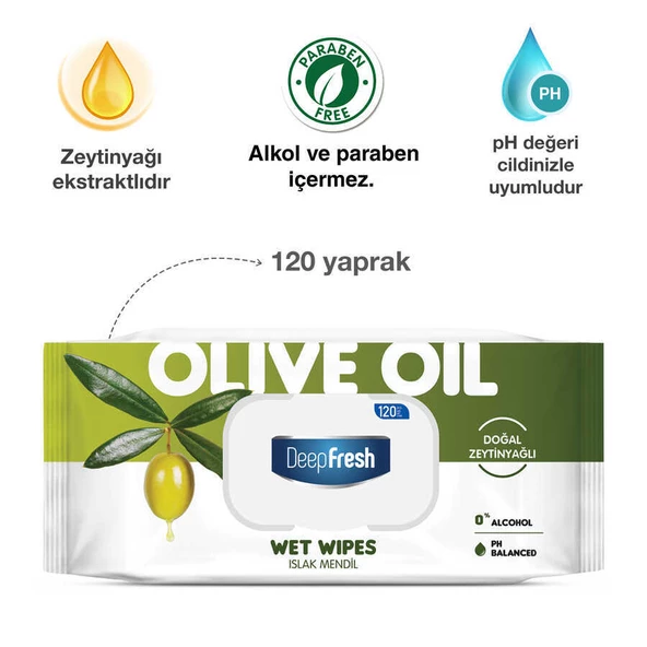 Deep Fresh Doğal Özlü Zeytinyağı Islak Mendil 120 Yaprak - 6