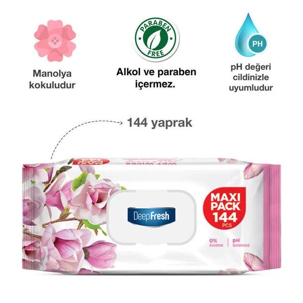 Deep Fresh Maxi Pack Islak Mendil Manolya 144 Yaprak - 6