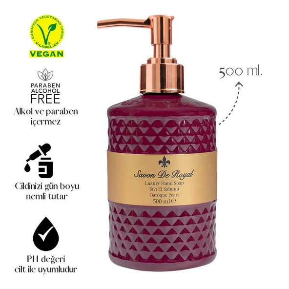 Savon De Royal Luxury Vegan Sıvı Sabun Baroque Pearl 500 ml - 6