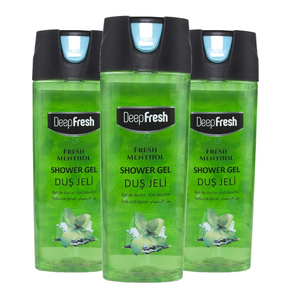 Deep Fresh Pratik Kapaklı Duş Jeli Fresh Mentol 3 x 500 ml