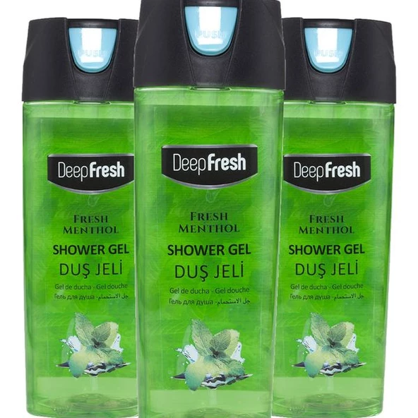 Deep Fresh Pratik Kapaklı Duş Jeli Fresh Mentol 3 x 500 ml