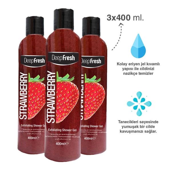 Deep Fresh Arındırıcı Duş Jeli Çilek 3 x 400 ml - 6