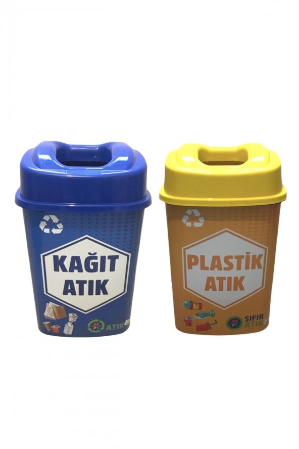 dilekstores   Sıfır Atık Geri Dönüşüm Atık Kutusu 2li Set-60 Lt Kargo Dahil