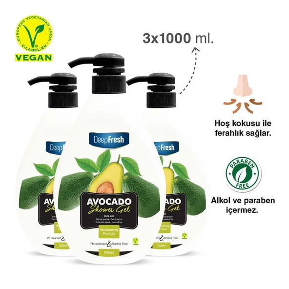 Deep Fresh Duş Jeli Avakado 3 x 1 lt - 6