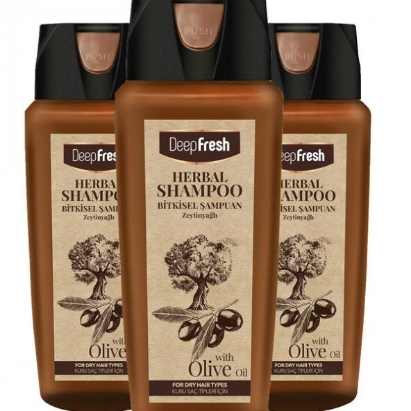 Deep Fresh Herbal Bitkisel Şampuan Zeytinyağı Özlü Kuru Saçlar 3 x 500 ml