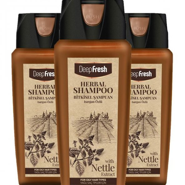 Deep Fresh Herbal Bitkisel Şampuan Isırgan Otu Özlü Yağlı Saçlar 3 x 500 ml