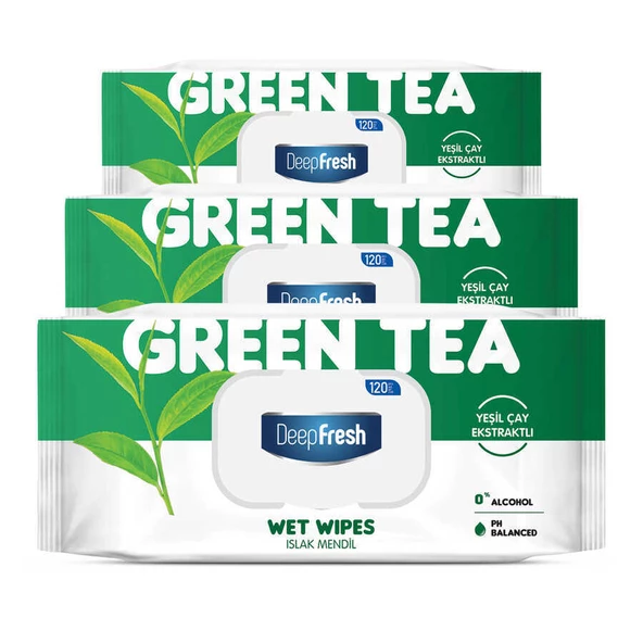 Deep Fresh Doğal Özler Yeşil Çay Islak Mendil 3 x 120 Yaprak - 7