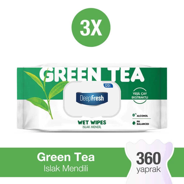 Deep Fresh Doğal Özler Yeşil Çay Islak Mendil 3 x 120 Yaprak - 6
