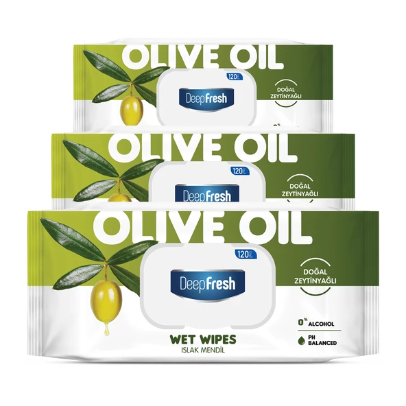 Deep Fresh Doğal Özler Zeytinyağı Islak Mendil 3 x 120 Yaprak - 2