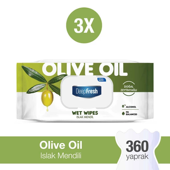 Deep Fresh Doğal Özler Zeytinyağı Islak Mendil 3 x 120 Yaprak - 6