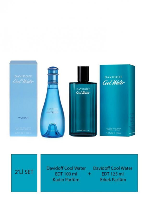 Davidoff Cool Water EDT 100 ml Kadın Parfüm + Davidoff Cool Water EDT 125 ml Erkek Parfüm