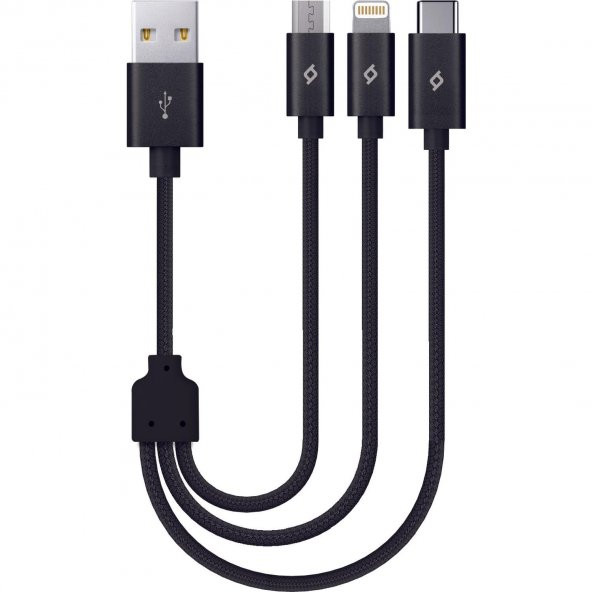 Ttec  2DK31 Alumicable Mini Trio 30cm Şarj Kablosu USB-A - USB-C / Lightning / Micro USB