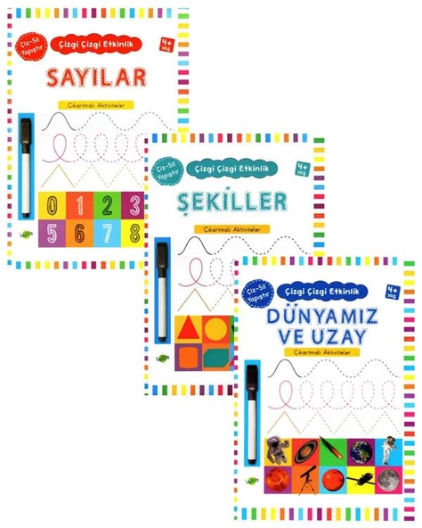 Çizgi Çizgi Etkinlik Şekiller - Sayılar - Dünyamız ve Uzay 3’lü Set (4+ Yaş) ürün görseli 1