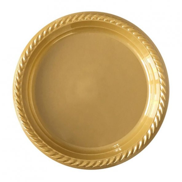 Gold (Altın Sarısı) Renk Plastik Tabak 22 cm-20 Adet
