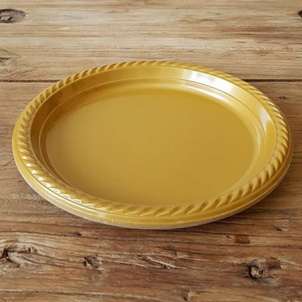 Gold (Altın Sarısı) Renk Plastik Tabak 22 cm-20 Adet - 2