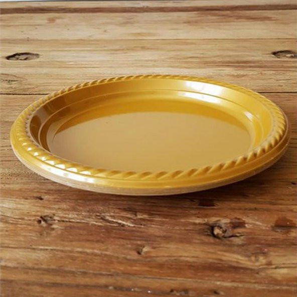 Gold (Altın Sarısı) Renk Plastik Tabak 22 cm-20 Adet - 3